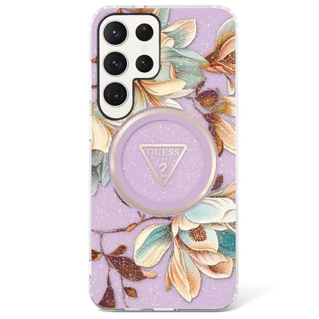 Guess Glitter Flower MagSafe skal Samsung Galaxy S25 Ultra