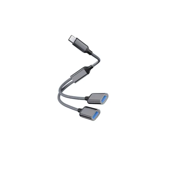 Typ-C till Dual USB 2.0-Adapter Grå