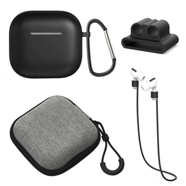 För AirPods 4 5st Tillbehör Fodral förvaringsbox halsrem hörlurshållare nyckelring