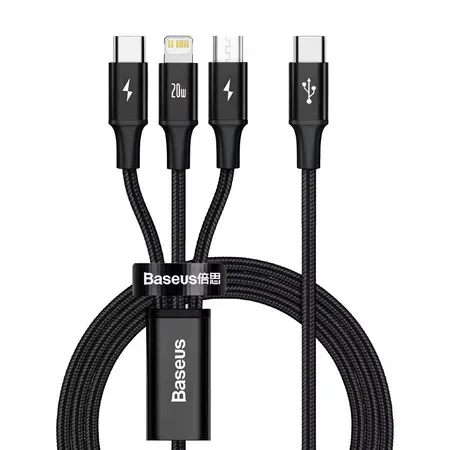 Baseus Rapid 3-i-1-kabel USB-C, Lightning och microUSB, 1,5 m