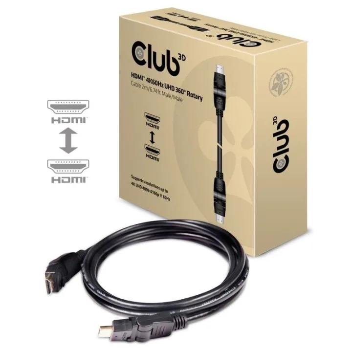 Club 3D CAC-1360 HDMI 2.0-kabel, 2 m, 4K60Hz, roterbar