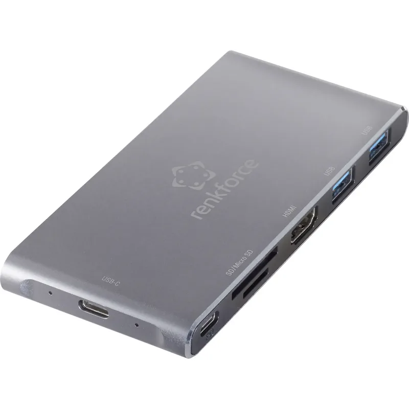 Renkforce RF-4599772 USB-C®-dockningsstation Passar till följande märken: univerzálny M.2 SSD-kort., Integrerad kartläsare, USB-C® Power Delivery