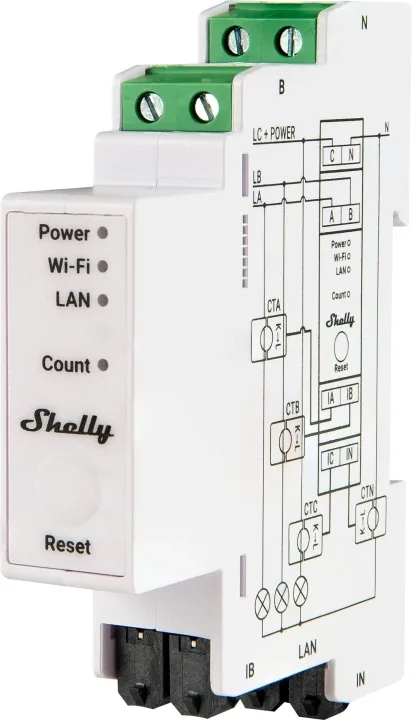 Shelly Pro 3EM-120A 3-fas energimätare