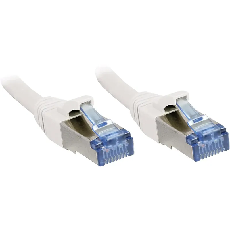 LINDY 47190 RJ45 Nätverkkabel, Patchkabel CAT 6A S/FTP 0.30 m Vit med låsskydd 1 st