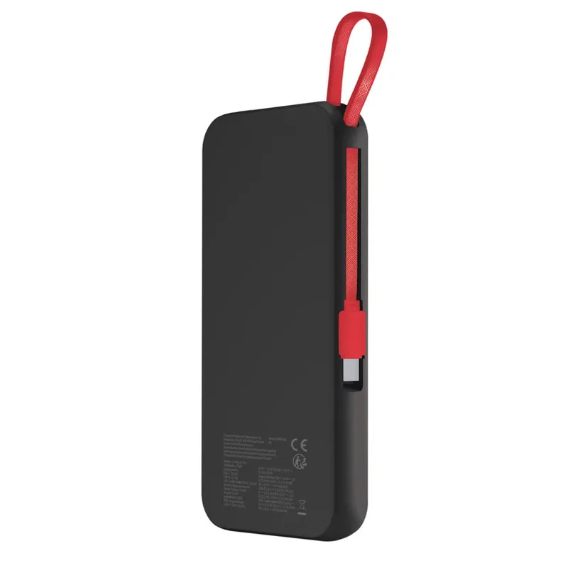 Maxlife Powerbank 10000 mAh med trådlös laddning och inbyggd USB-C-kabel