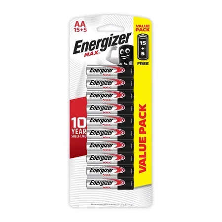 Energizer E300671200 AA-batteri, alkaliskt, 20-pack