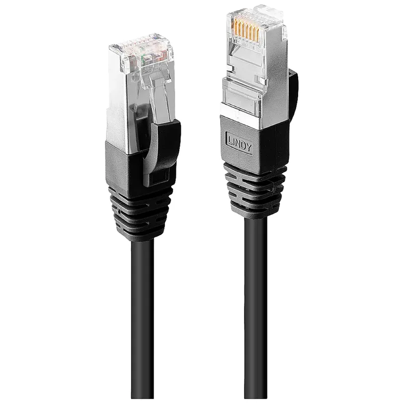 LINDY 45609 RJ45 Nätverkkabel, Patchkabel CAT 6 S/FTP 20.00 m Svart Skärmad 1 st