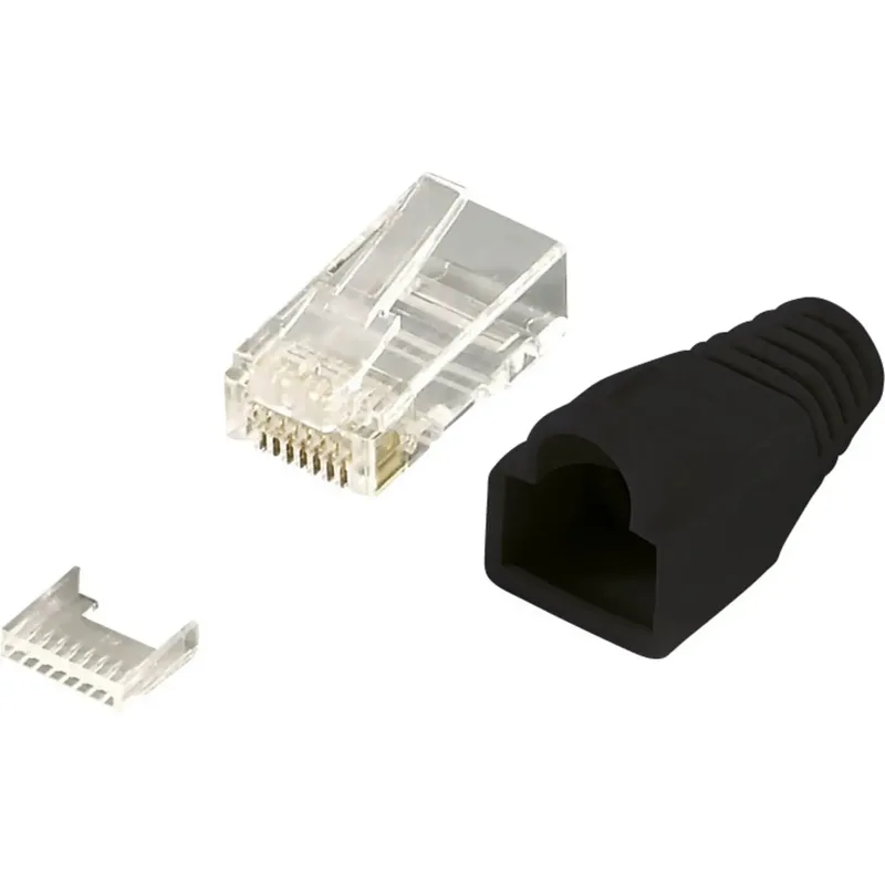 LogiLink Modularkontakt RJ45 CAT6 Oskärmad + Böjskydd 100-pack Svart