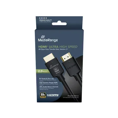 MediaRange HDMI-kabel med Ethernet, 48 Gbit/s, 2 m