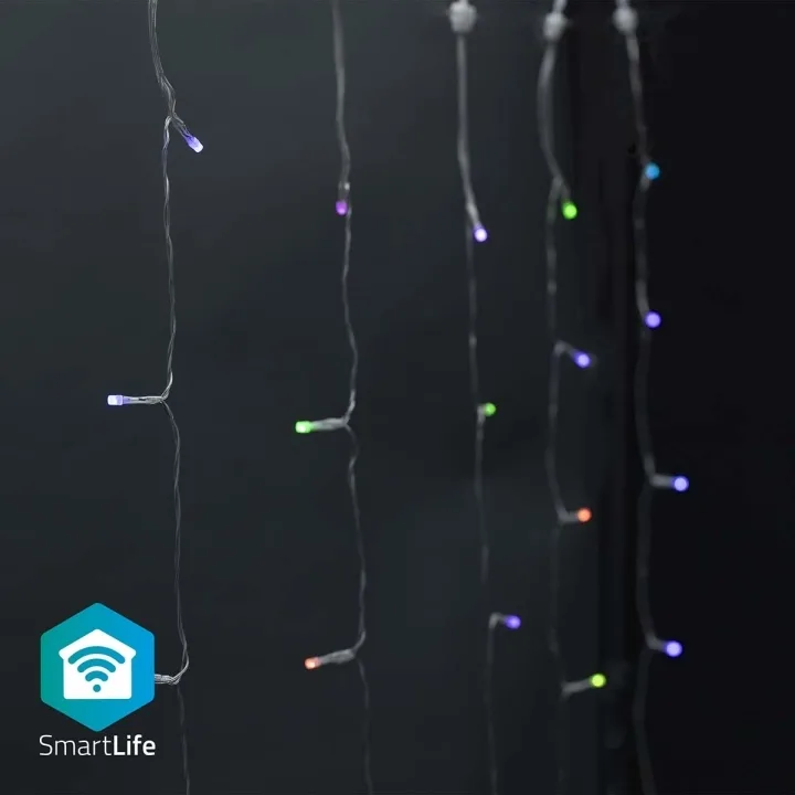 Nedis SmartLife julbelysning ridå, Wi-Fi, RGB, 180 LED, 3 m