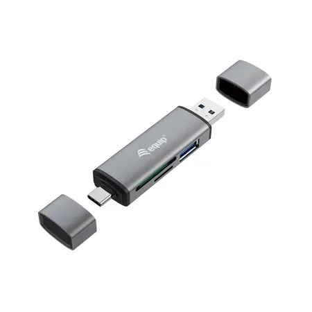 Equip 245460 kortläsare USB 3.2 Gen 1, Type-A och Type-C, grå