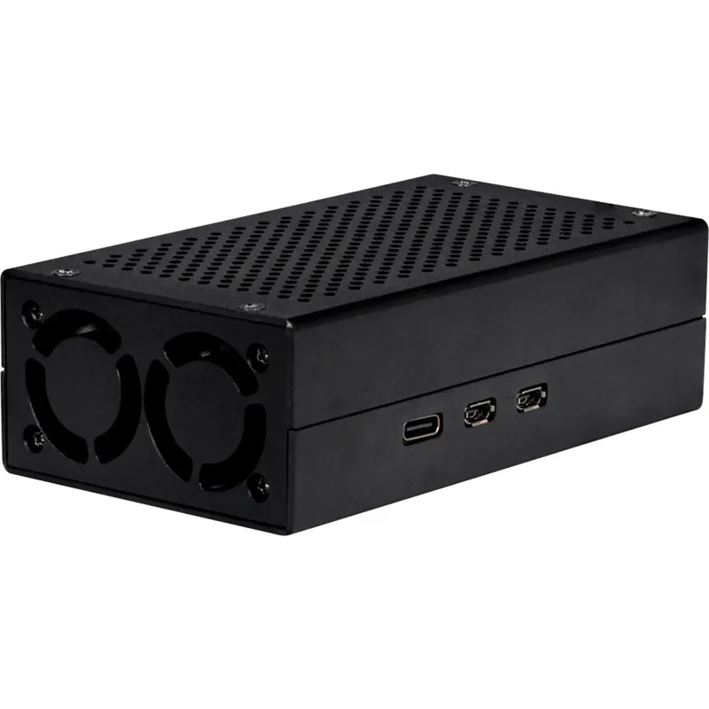 Joy-it ALU CASE Pi5+M2 HAT / AI Kit, hölje för Raspberry Pi 5, svart
