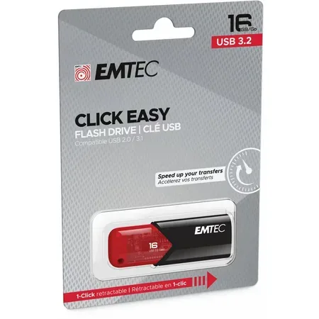 Emtec Click Easy USB-minne 16 GB USB Type-A 3.2 Gen 2 (3.1 Gen 2) svart, röd
