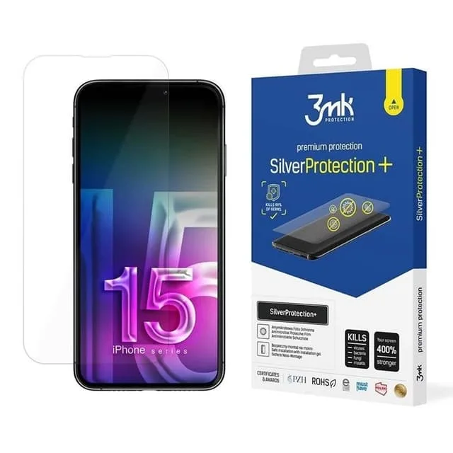 3MK iPhone 15 Plus Plastfilm skärmskydd Silver