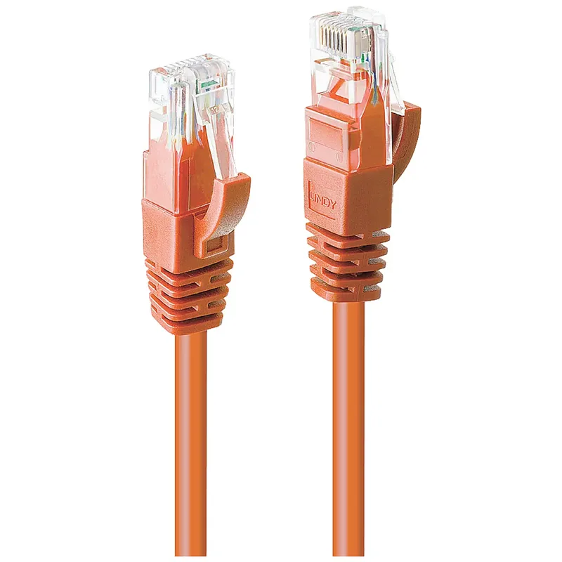 LINDY 48108 RJ45 Nätverkkabel, Patchkabel CAT 6 U/UTP 2.00 m Orange guldpläterad kontakt 1 st
