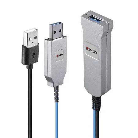 Lindy 43345 USB-kabel USB 3.2 Gen 1 30 m USB A blå och silver