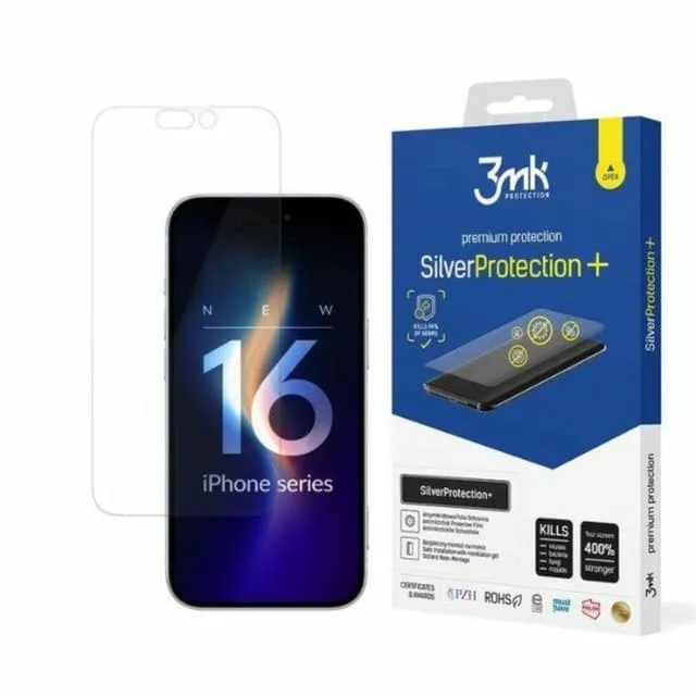 3mk iPhone 16 Plus Plastfilm skärmskydd Silver Protection+