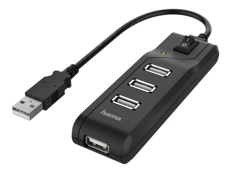 Hama USB-hubb, 4 x USB 2.0, svart