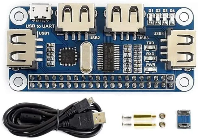 Nördic USB HUB HAT med 4 portar för Raspberry Pi Zero/A+/B/B+/2/3