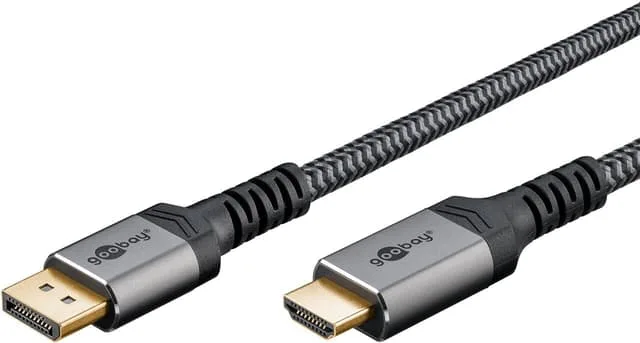 Goobay DisplayPort™ till HDMI™-kabel, 1 m, Sharkskin Grey Displayport™ plugg > HDMI™-kontakt (typ A)