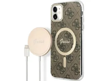 Guess Guess laddningsfodral + trådlös laddare GUBPN61H4EACSW Apple iPhone 11 brun/brun hårt fodral 4G Print MagSafe