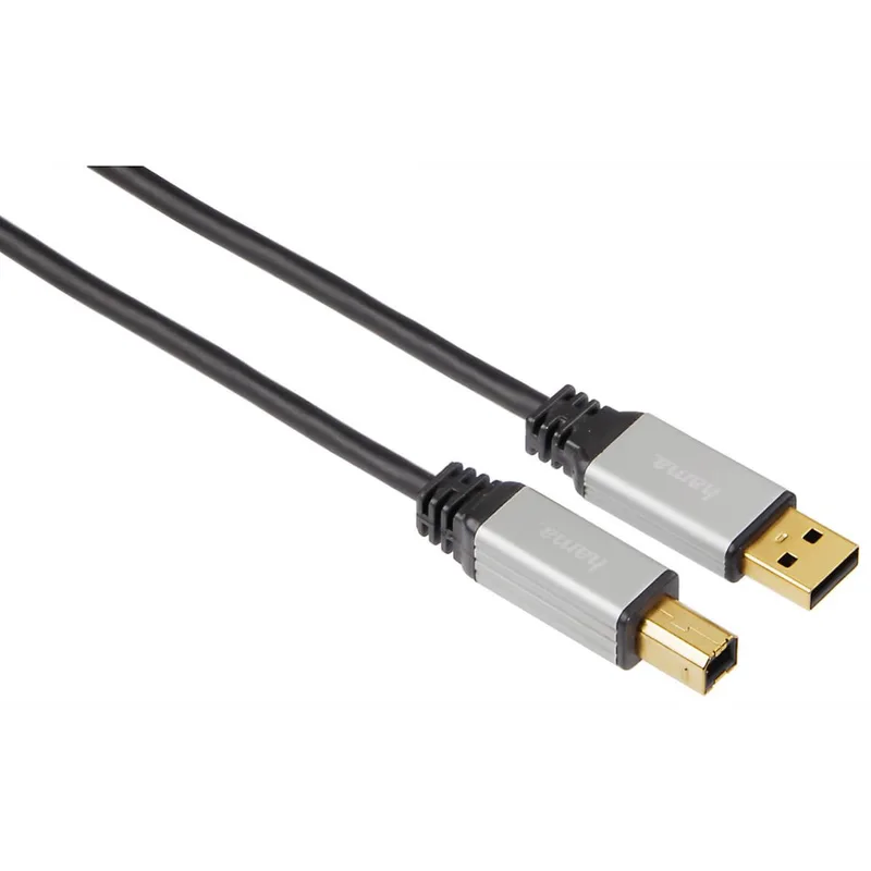 Hama Kabel USB A-B Guld Pro Svart