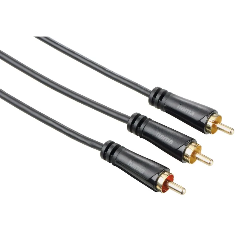 HAMA Kabel Audio 1xRCA-2xRCA Subwooferkabel Guld Svart 7.5m
