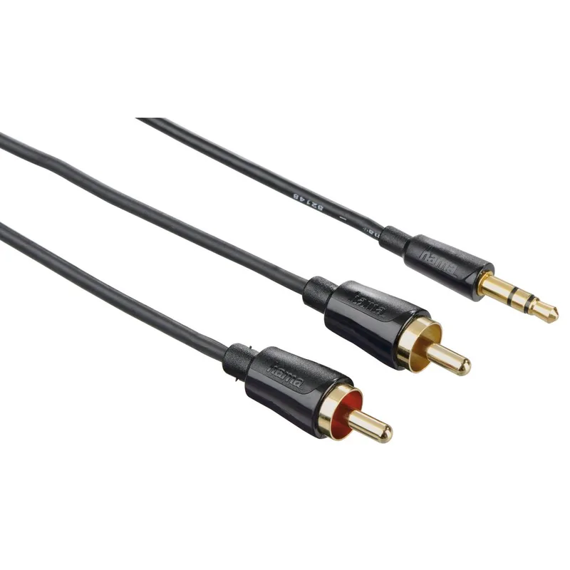 Kabel Audio 3.5mm-2xRCA Flexislim Guld Svart 1.5m