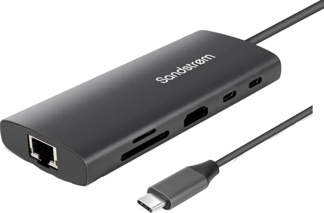 Sandstrøm SMHBCPD26E 9-i-1 USB-C-hubb