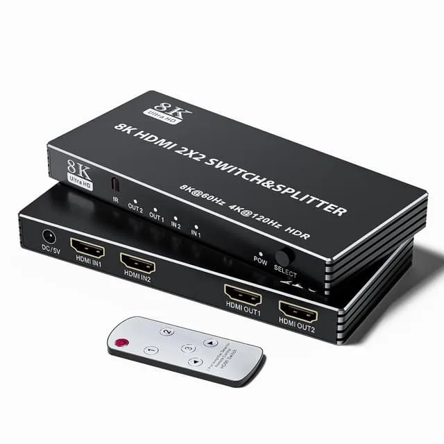 NÖRDIC HDMI 2.1 Switch & Splitter 2x2 8K60Hz 4K120Hz HDR HDCP2.3