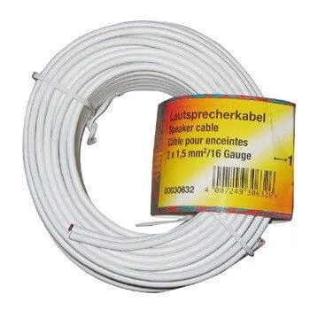 Hama högtalarkabel 2x1,5 mm2 10 m vit