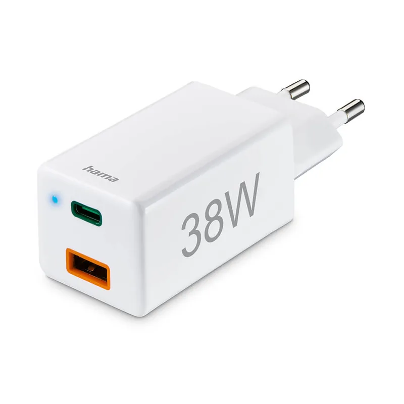 HAMA Mini-charger USB-C + USB-A Qualcomm 3.0 38W White