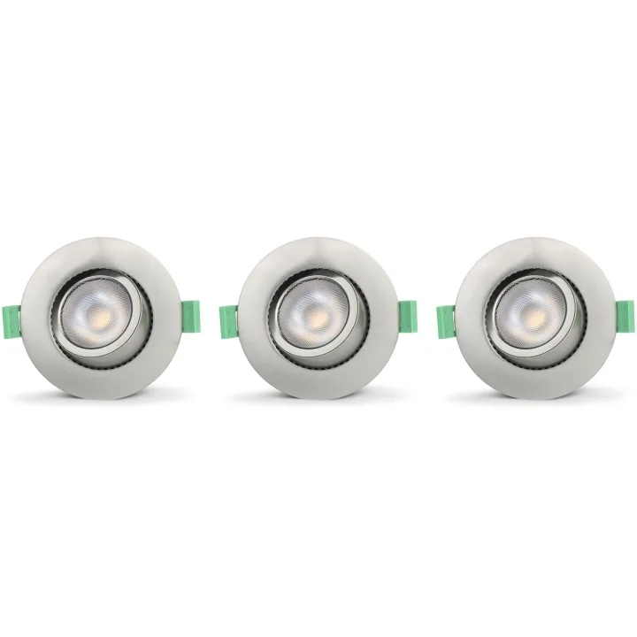 Llitt Ellen Infälld downlight Dim-to-Warm 520lm IP65 3-pack Borstad stål