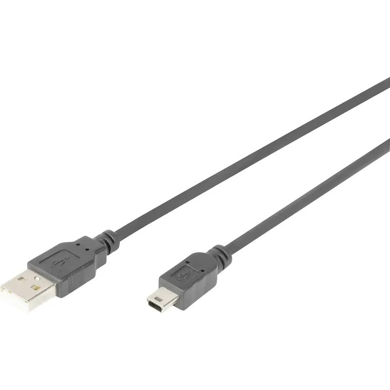 Digitus AK-300108-010-S USB-kabel USB 2.0, 1 m, USB-A till mini-USB B, svart