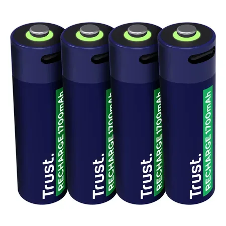Trust USB-C laddningsbara batterier AA 1700 mAh 4-pack