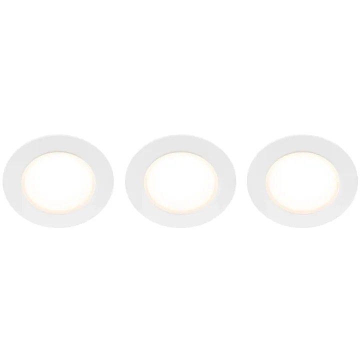 Llitt Doris 230V dimbar downlight, 3000K 400lm IP65, 3-pack vit