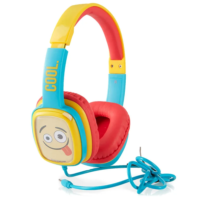 Emoji Flip'N'Switch Junior on-ear-hörlurar med kabel, blå
