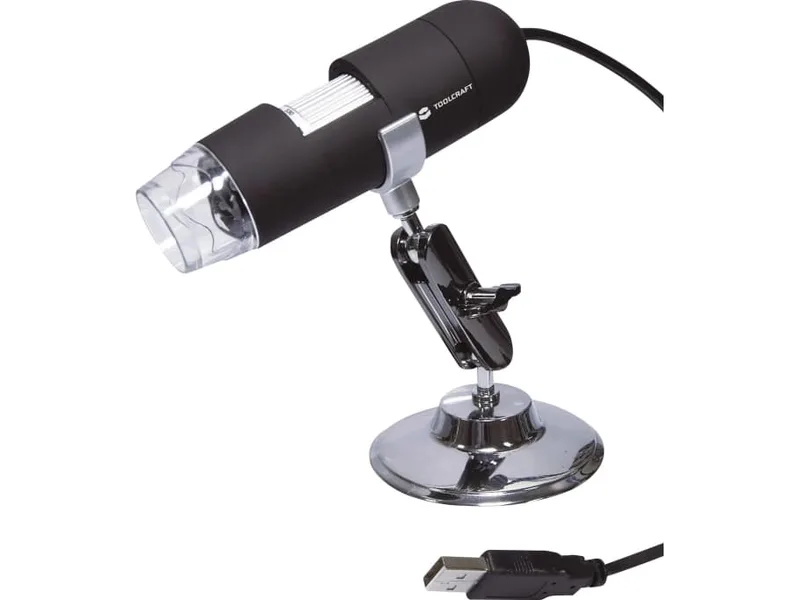 Toolcraft TO-5139591, Digitalt mikroskop, Svart, 200x, 20x, LED, Vit
