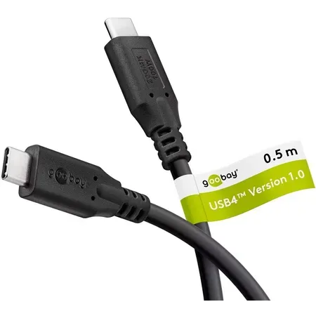 USB-C™ Cable, USB4™, 100 W, 20 Gbit/s, Power Delivery, 0.5 m, black