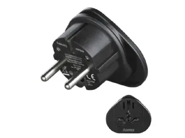 Hama reseadapter typ E och F, 3-polig, universal, världen till Europa, svart