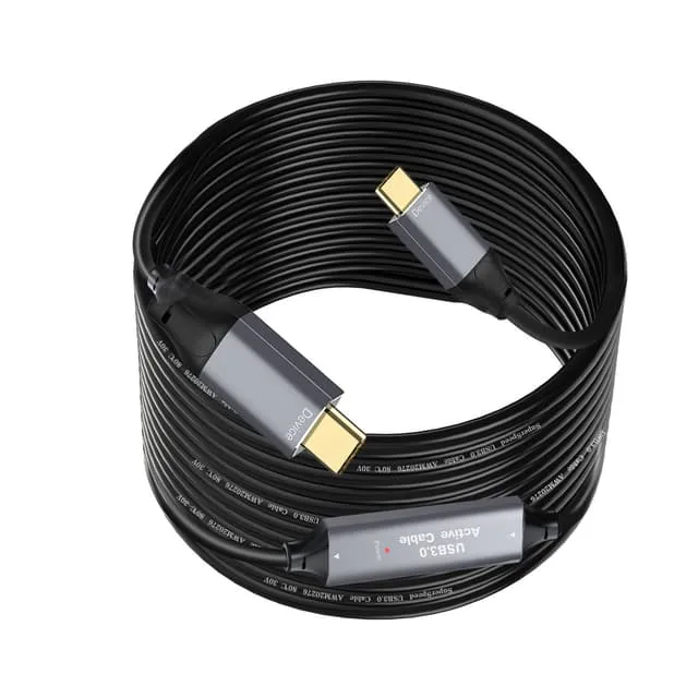 NÖRDIC 10m Aktiv USB 3.0 C till C-kabel, 5Gbps Super Speed USB-kabel
