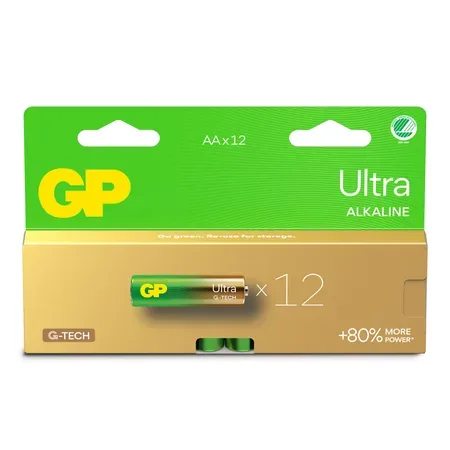 GP Ultra Alkaline Battery, Size AA, LR6, 1.5V, 12-pack