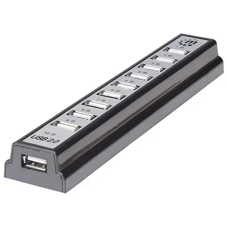 Manhattan 161572 USB 2.0-hubb, 10 portar, svart och silver