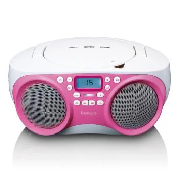 Lenco Bärbar FM-radio/CD/MP3- och USB-spelare Rosa