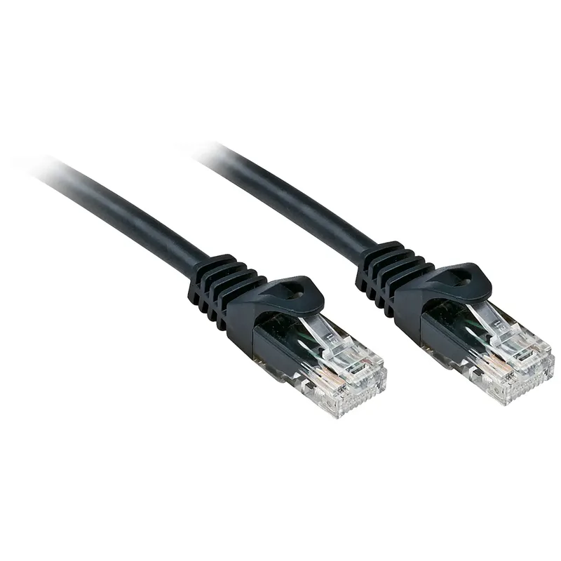 LINDY 48193 RJ45 Nätverkkabel, Patchkabel CAT 6 U/UTP 2.00 m Svart guldpläterad kontakt 1 st
