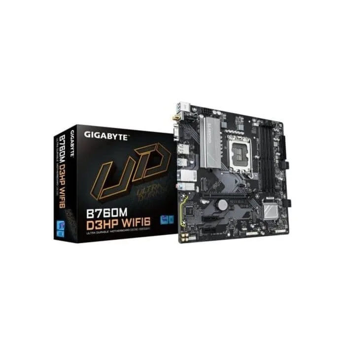 Moderkort - GIGABYTE - B760M D3HP WIFI6 - Format Micro-ATX - Chipset Intel B760 - Inbyggt WiFi 6