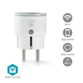 Nedis SmartLife Smart Plug | Wi-Fi | IP21 | Strömmätare | 2500 W | Jordad kontakt / Typ F (CEE 7/7) | -10