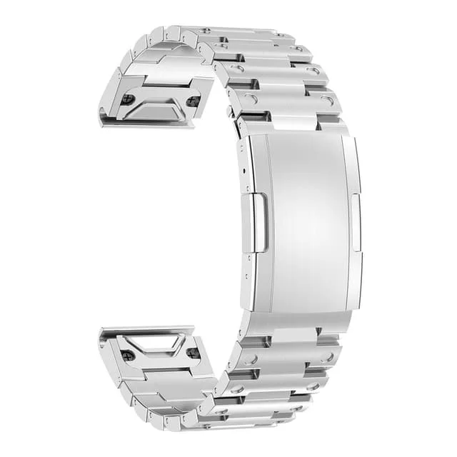 Klockarmband i rostfritt stål kompatibelt med Garmin-klockor Black 22 mm Svart Silver 22 mm