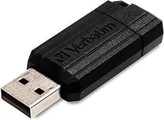 Verbatim PinStripe USB-minne 16 GB, USB 2.0, USB-minnen, för bärbar dator Notebook Ultrabook TV bilradio, USB 2.0-pinne, datasticka med skjutmekanism, svart
