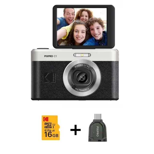 Kodak Pixpro C1 digitalkamera, svart